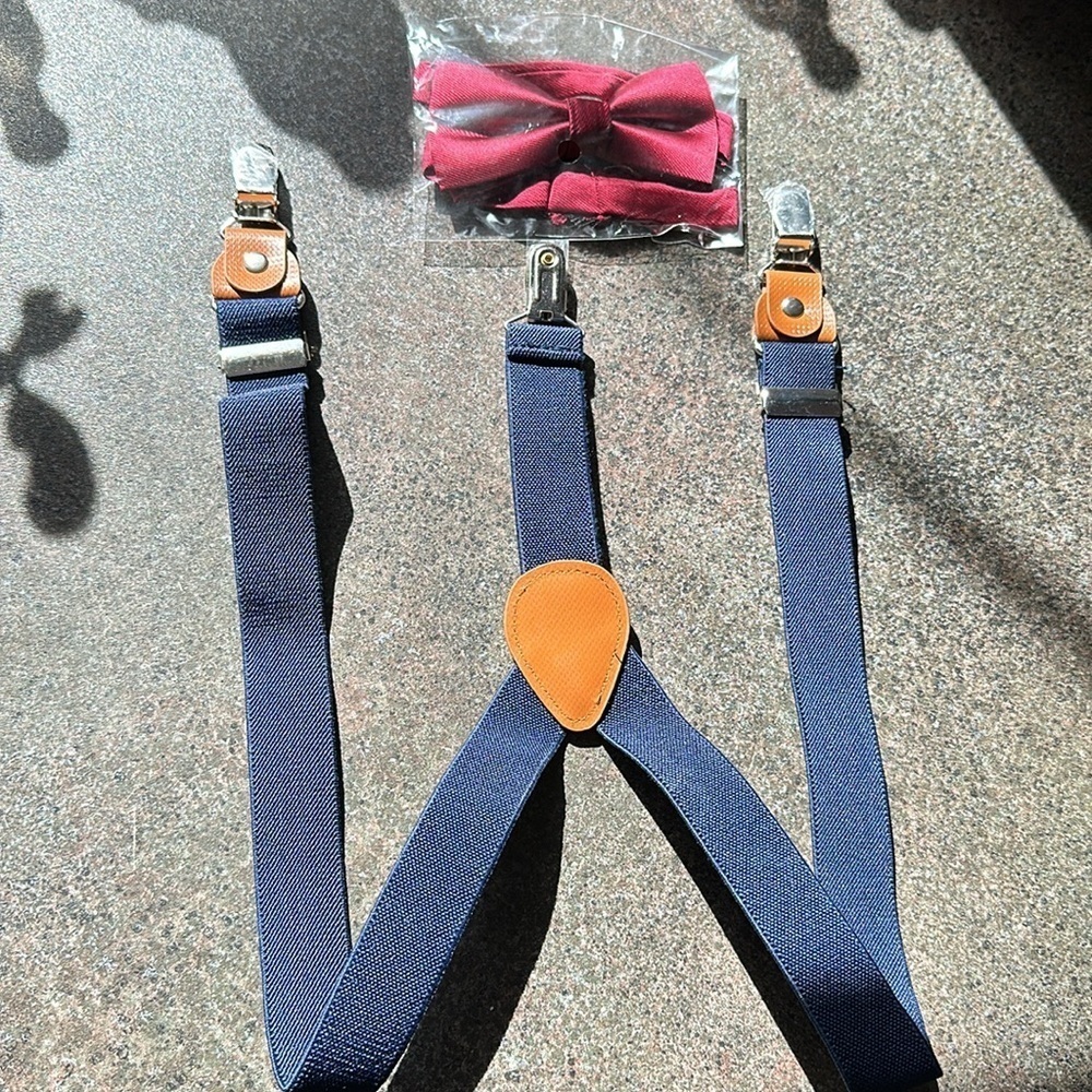 9m-2T baby boy, suspenders, and bowtie brand new boys adjustable silk gundy